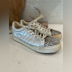 Gola Orchid II Cheetah Shoes Womens 9 Silver Metallic Walking Comfort Sneakers
